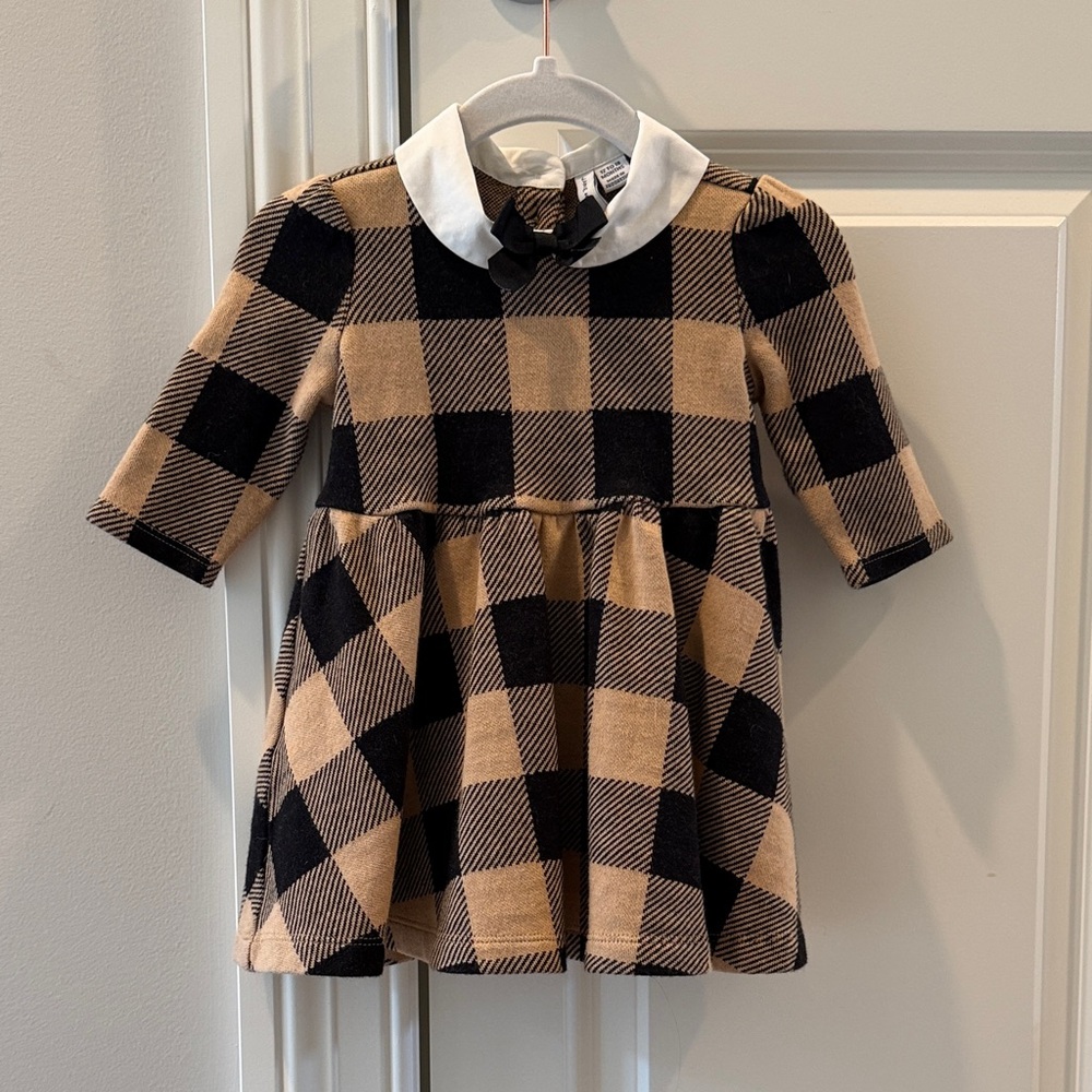 Janie and Jack Plaid Dress with Bow Tie 12-18m